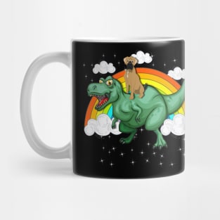 T Rex Dinosaur Riding Boxer Dog Mug